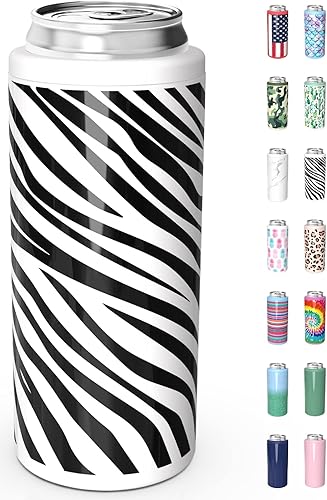 TILUCK Skinny - Enfriador de latas para cerveza delgada y seltzer duro, acero inoxidable, doble pared aislada de acero inoxidable, estándar de 12