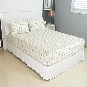 Jogo de Lençol Cama Casal 3 Peças Estampado 100% Algodão com Elástico e Toque Macio Cozzilar (Modelo 12)