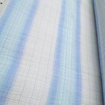 ★本麻　小千谷ちぢみ　絽の反物 小千谷ちぢみ 【麻 着物】 本場 小千谷縮 水色 格子 【反物