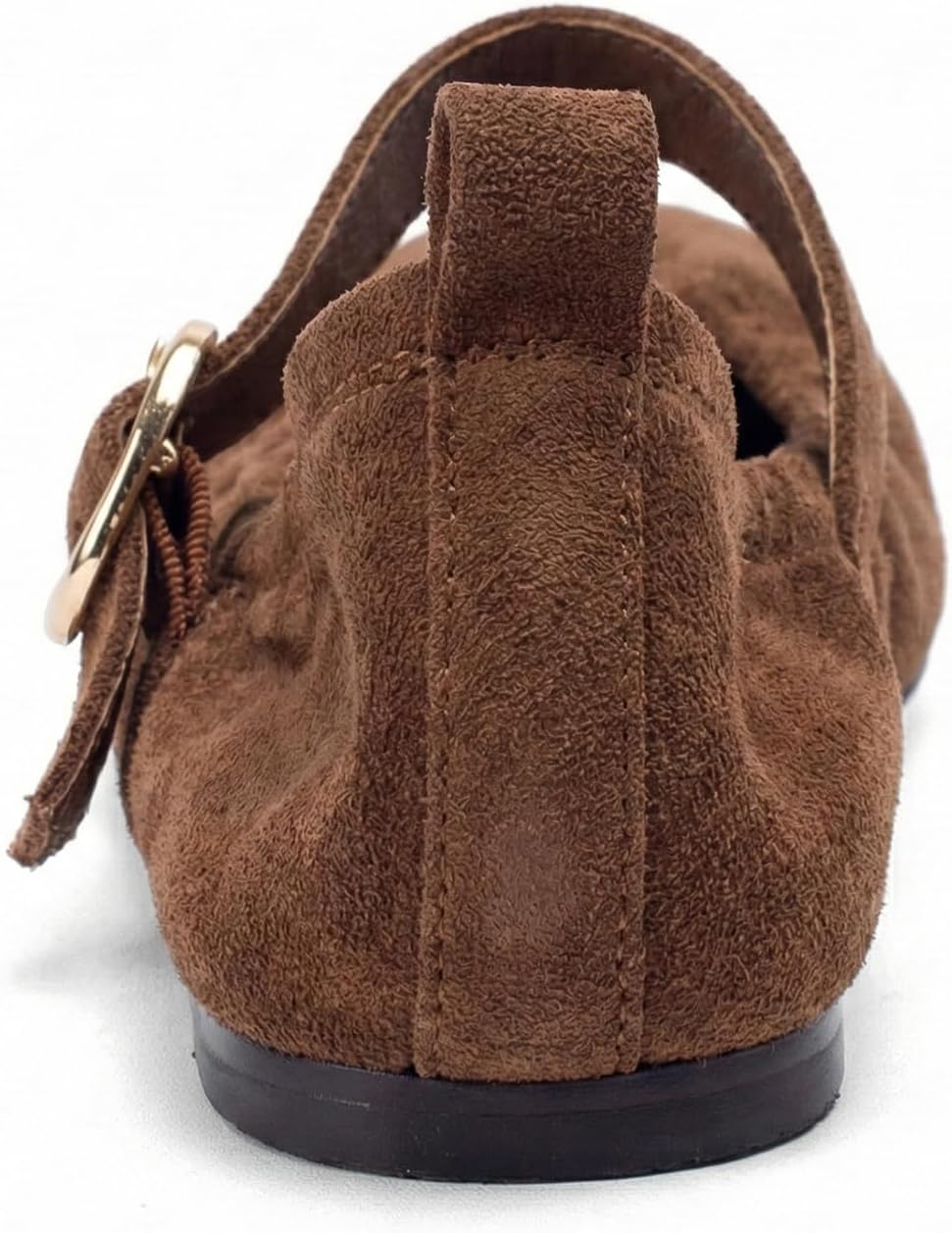 VOLEECE Women's Ruched Ballet Flats Buckle Strap Mary Jane Flat Shoes Slip On Soft Faux Suede Round Toe Comfort Ballerina for Casual Dress - Image 7