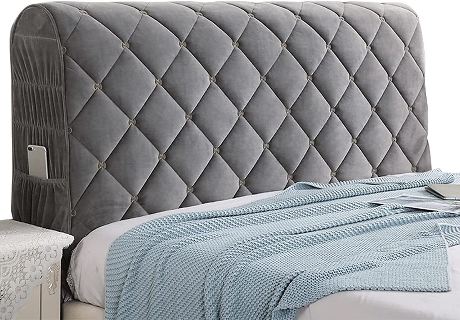 Velvet Headboards Covers Slipcover for Single/King/Double Backrest ...