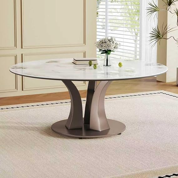 Amazon.com - 59" Round Dining Table, Heat-Resistant Sintered Stone Top ...