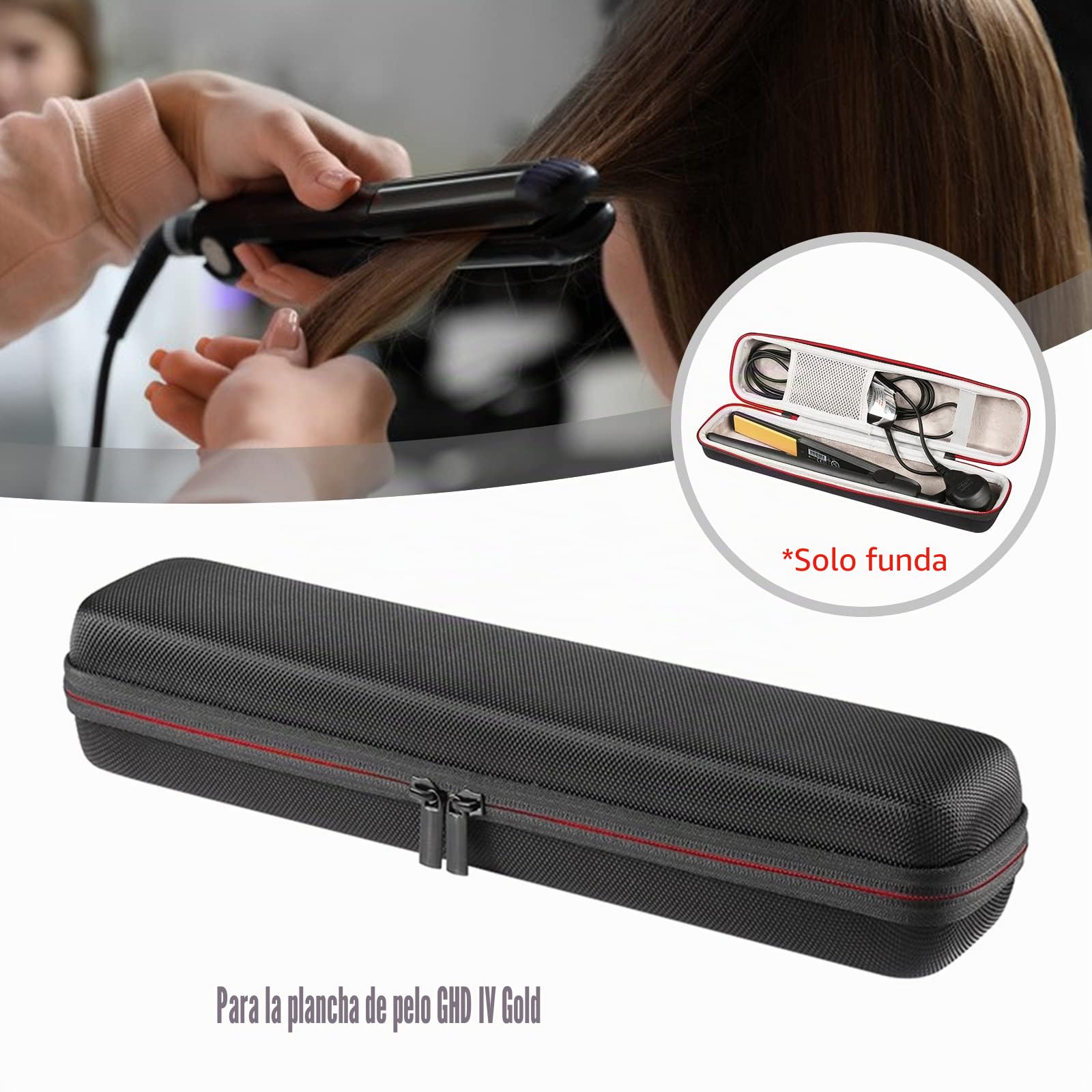 Bolsa resistente al calor para plancha de pelo iónico, cepillo de viaje, bolsa de almacenamiento, bolsa de transporte de EVA (negro)