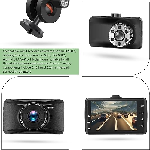 Miniatura 2 de Soporte para cámara de salpicadero, soporte roscado de cámara de 14 "18", base de montaje de aluminio para espejo retrovisor de conducción, adecuado