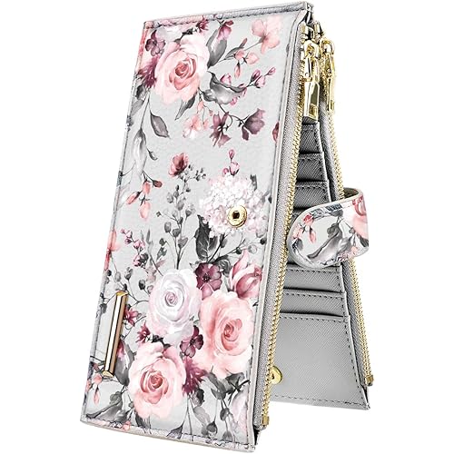Coco Rossi Womens RFID Blocking Large Capacity Wallet Multi Card Organizer Bifold Wallet for Women with Zipper Pocket