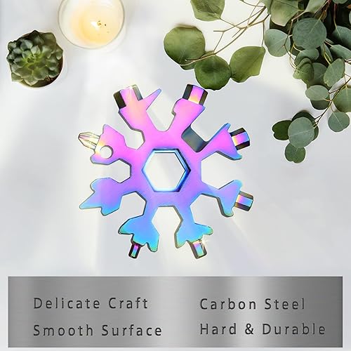 Miniatura 4 de Multiherramienta de copo de nieve, 2 piezas, herramienta de copo de nieve de acero inoxidable 18 en 1, multiherramienta con clip de mosquetón,