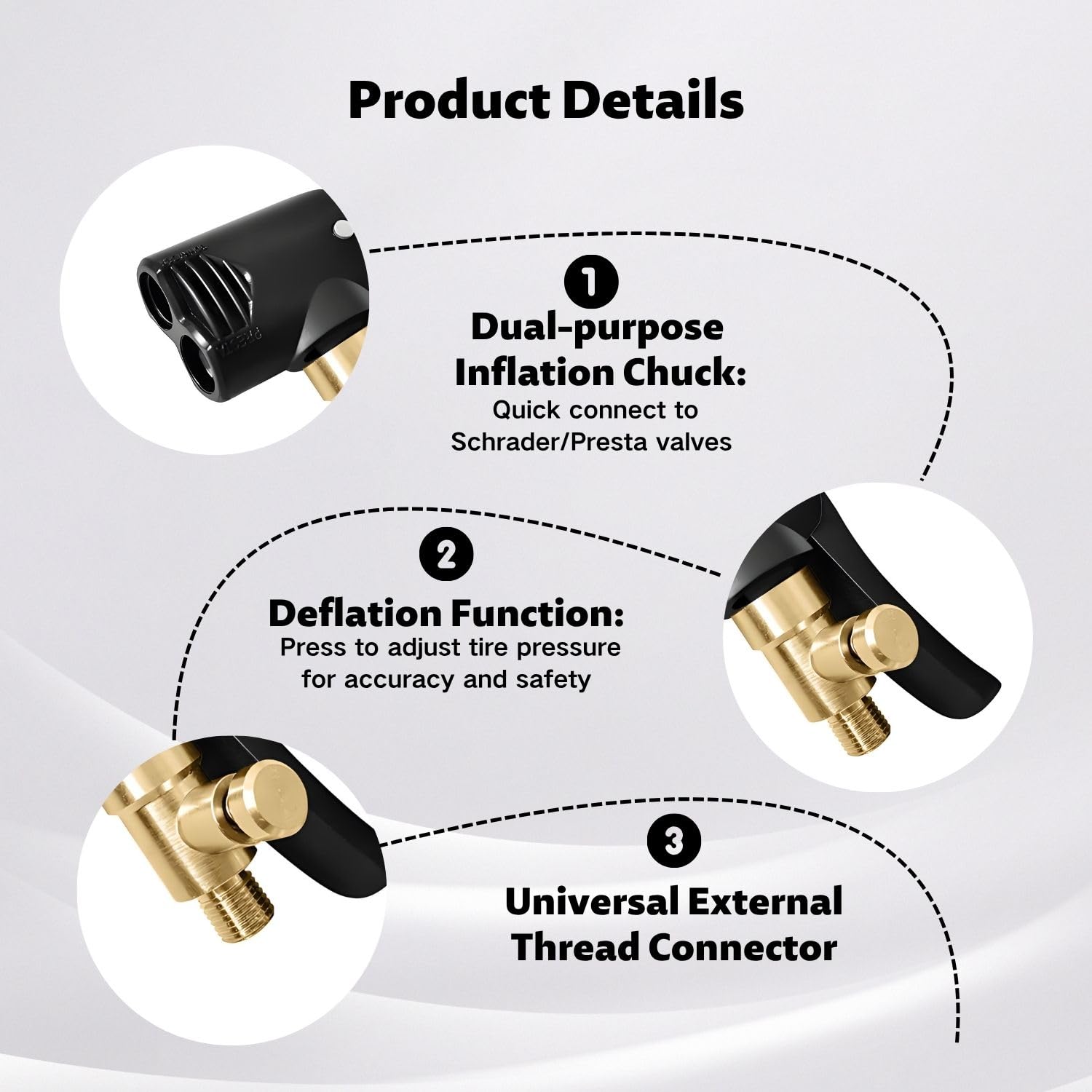 Lyivisk 2er Set Ventiladapter - Französisches Auf Autoventil Messing Adapter