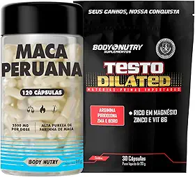 Kit 1x Maca Peruana Premium 2500mg Por Dose Lepidium Meyenii 100% Pura Pote 120 Cápsulas Rende 30 Doses | Energia Resistência +1x Dilated Vitaminas e Minerais Refil 30 Cáps Arginina Rico em Magnesio