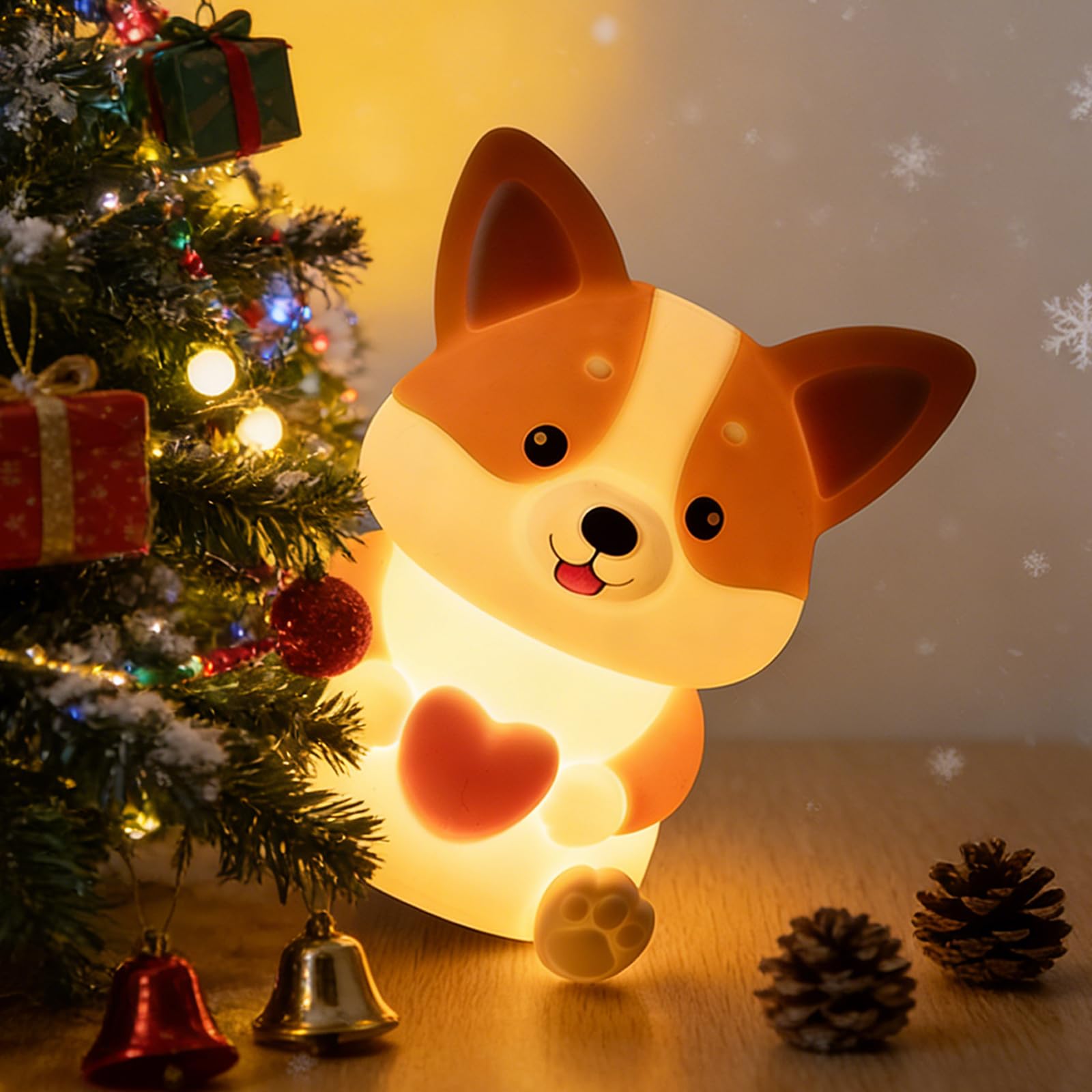 LED-Nachtlicht für Kinder, niedliches Welpen-Nachtlicht mit 3 Helligkeitsstufen, Touch-Dimmbare Nachttischlampe mit Timer, Squishy Wiederaufladbare Silikon-Tierlampe für Jungen Mädchen Kinderzimmer
