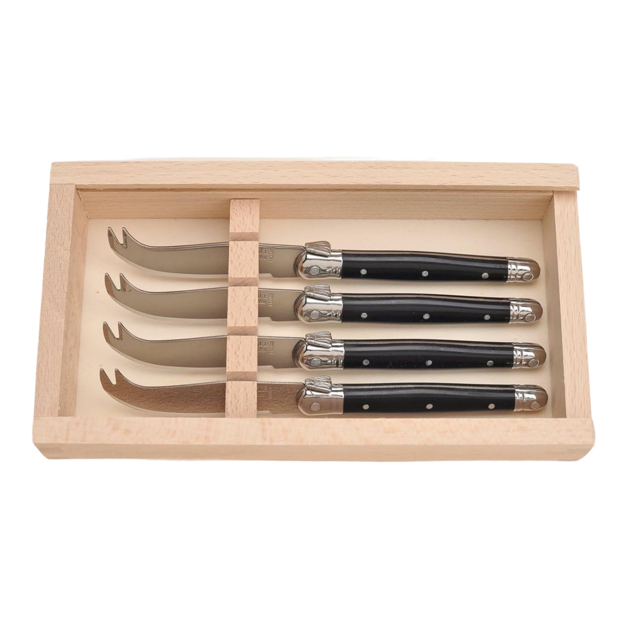 Amazon.com: Jean Dubost 4 Cheese Knives In Wood Box, Black: Home