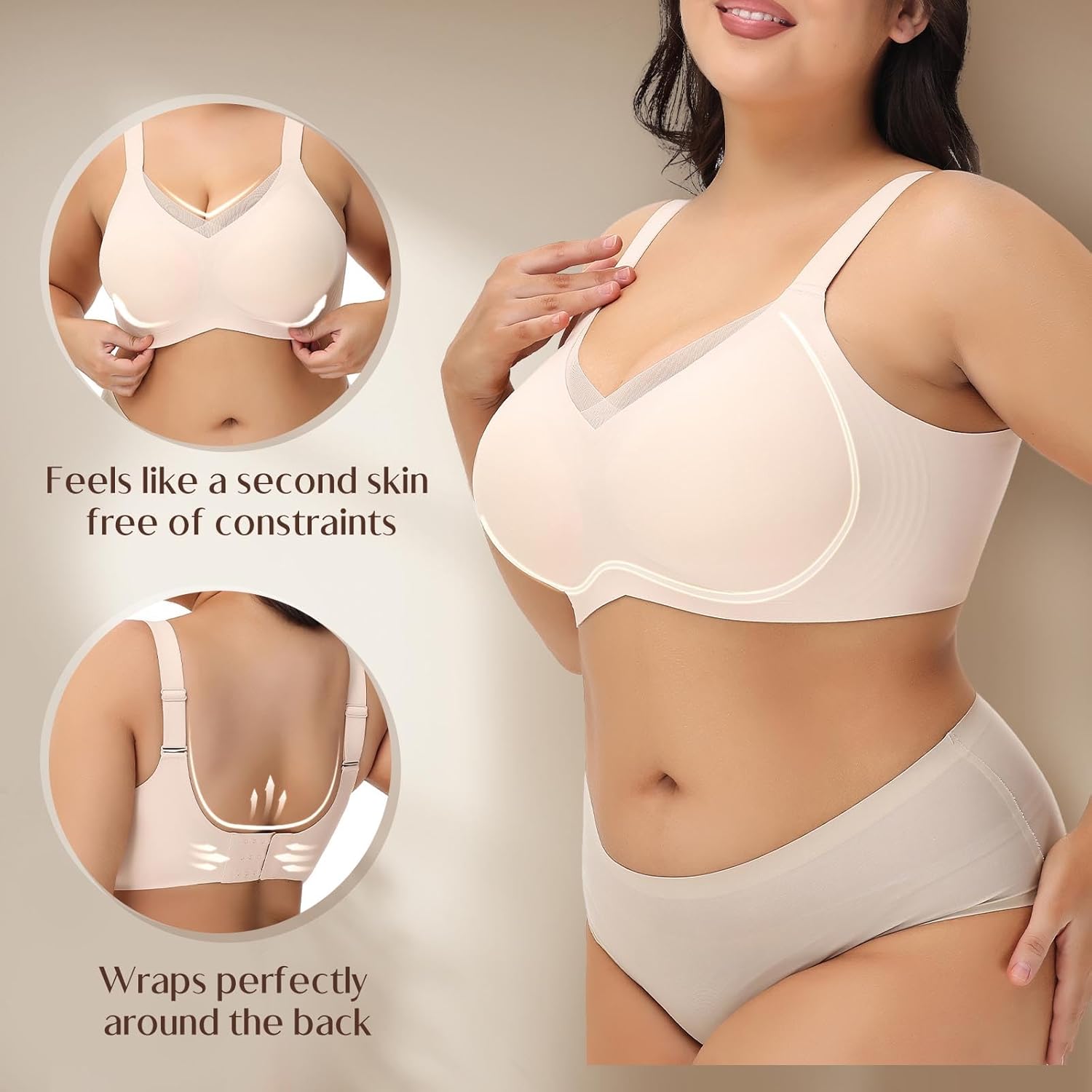 Wireless Comfy Bra for Women, V Mesh Full Coverage T-Shirt Bra Supportive Bralette No Underwire Seamless Sports Bras - Image 2