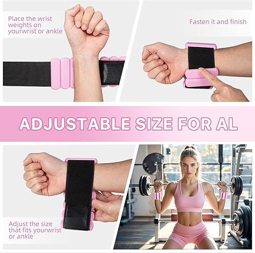 Miniatura 7 de Adjustable Ankle Weights,Wrist Weights for Women & Men,Set of 2 (1Lb Each),Perfect for Walking,Running,Yoga,Pilates,Gym,Strength Training. Weighted