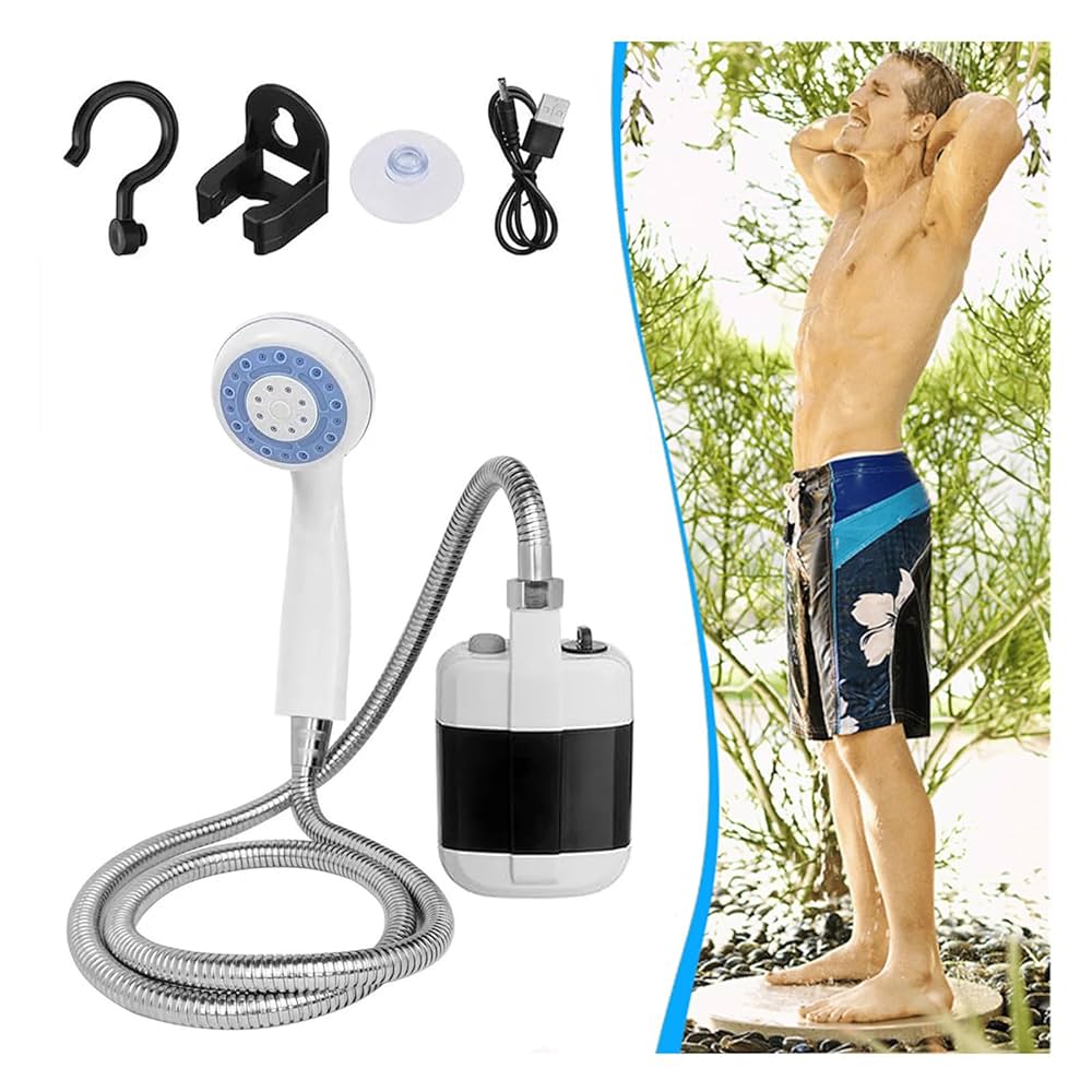 Amazon.com: 2023 Ducha portátil para campamento, bomba de ducha recargable  por USB, ducha eléctrica para campamento, solución de baño para mascotas,  playa, jardín : Deportes y Actividades al Aire Libre