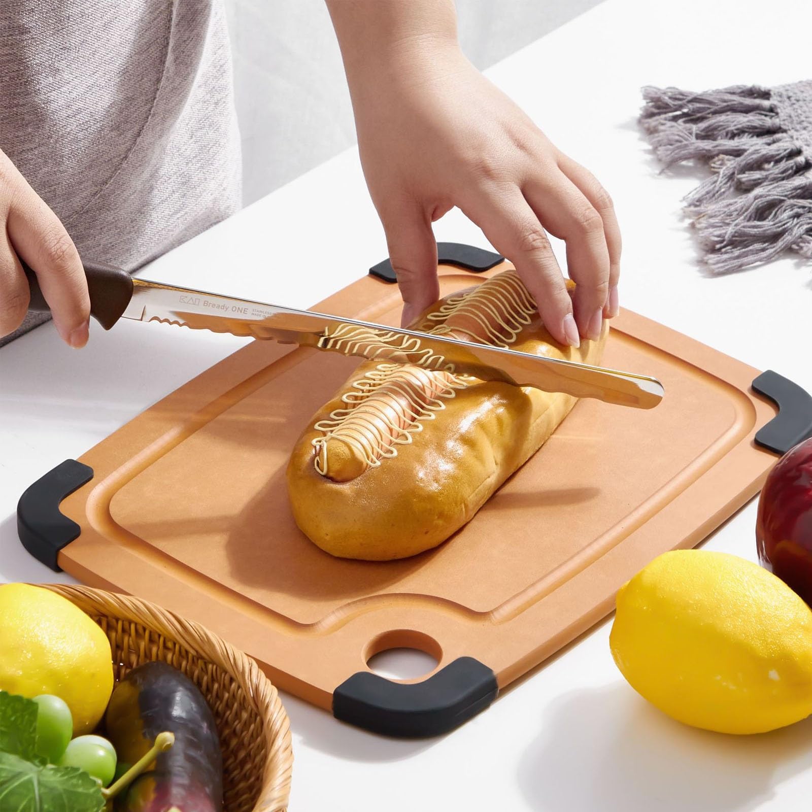 Tagliere in Fibra di Pino, Taglieri Cucina in Legno, Nessun Danno al Coltello, Nessuna Infiltrazione D'acqua, Facile da Pulire e Mantenere, Taglio Bifacciale, Sicurezza e Salute(30*23.5*0.9cm/11.9*9.3
