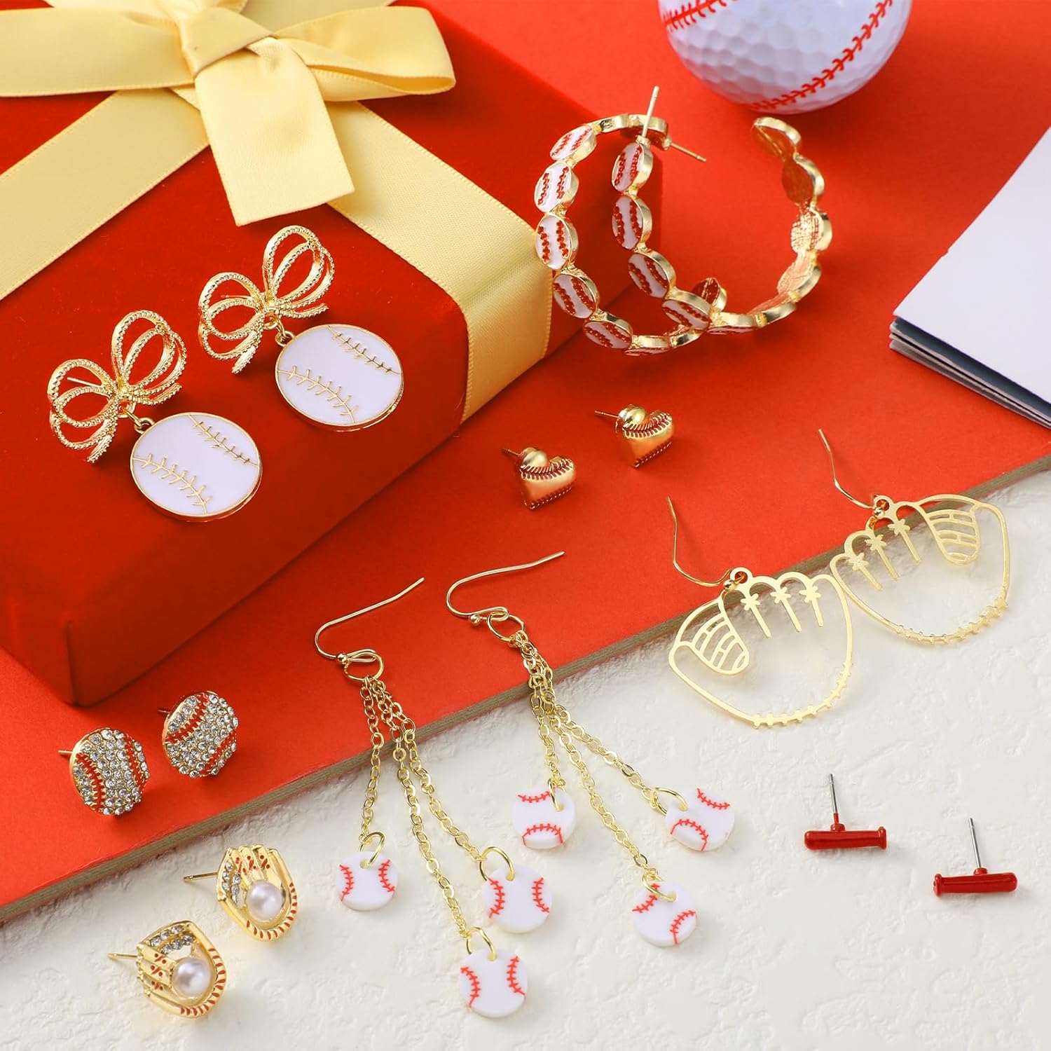 Quelay 8 Pairs Sports Earrings for Women Jewelry Gifts for Mom Sport Lovers Ladies Mother's Day Game Day Accessories