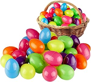Prextex 3.5” Unfilled Easter Eggs Empty, 36 pcs - Empty Plastic Eggs Fillable with Candy, Presents for Toy Basket - Easter Decorations, Toy Egg Basket - Boys and Girls