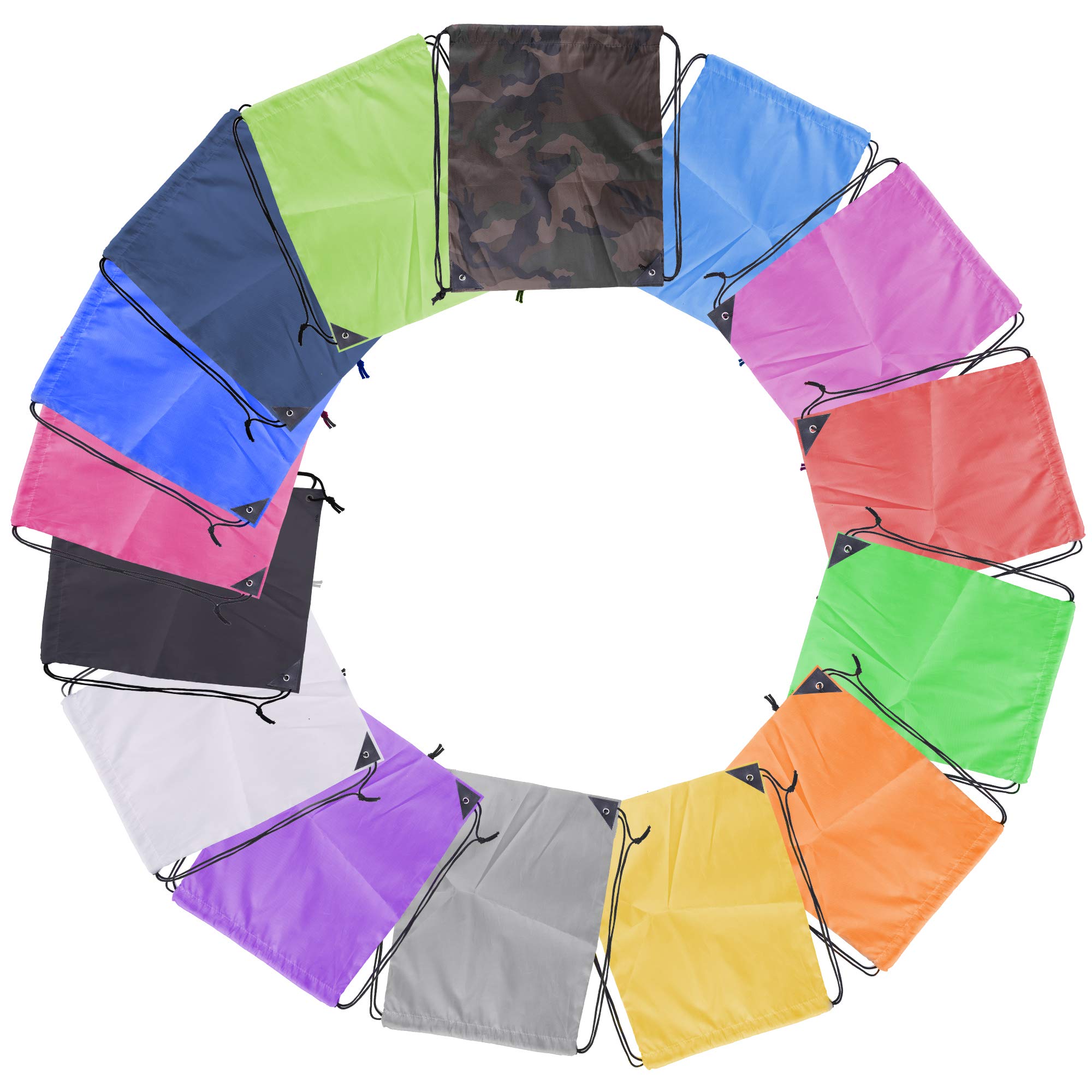 Borsa con Chiusura a Cordoncino, 2 Confezioni di Zaini, Borsa per Palestra, Viaggi, Yoga, Scuola e Altri Sport all'Aria Aperta, 10 Nero.
