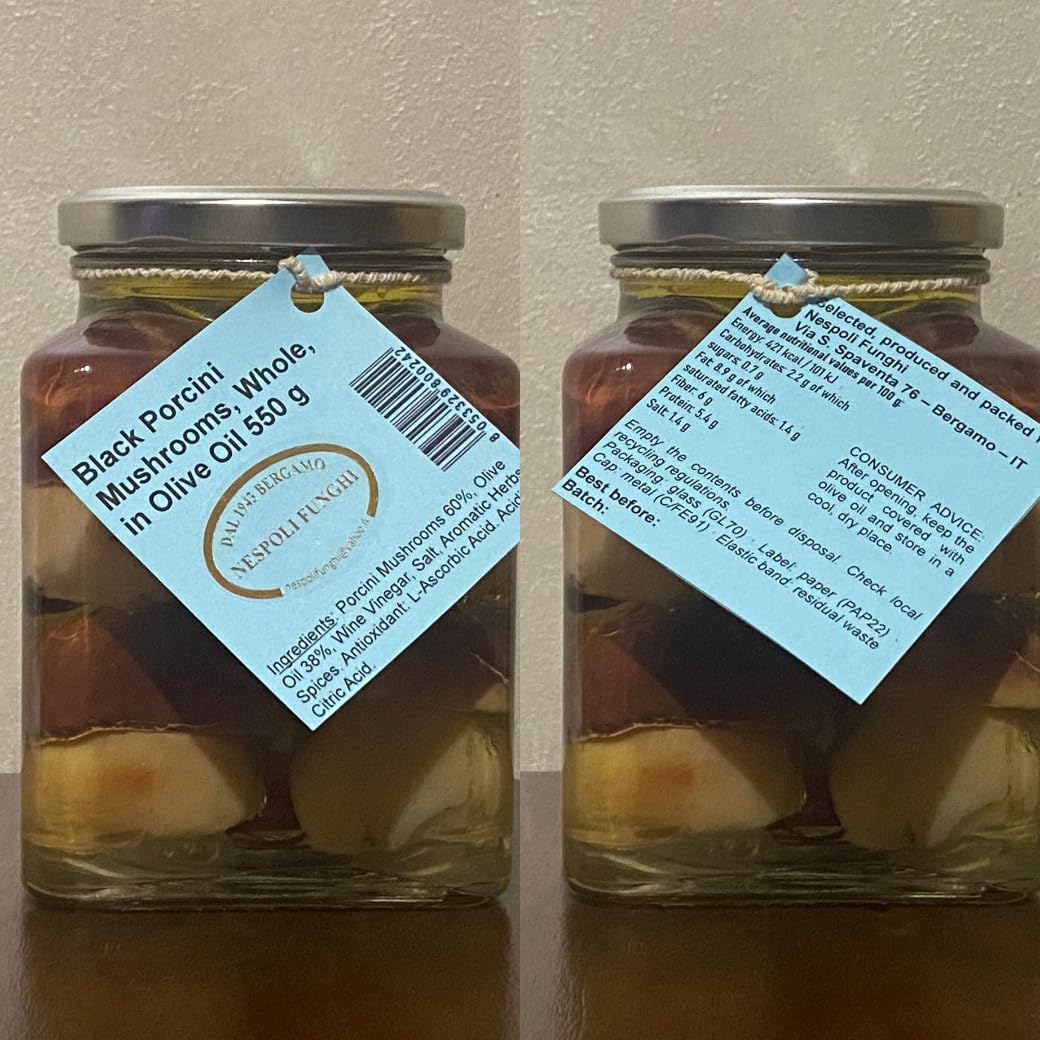 Funghi porcini testa nera sott'olio di oliva da gr 550 - Nespoli funghi