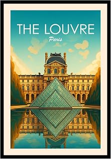 The Louvre Travel Posters - Vintage European City Wall Art, Unframed Paris Print for Home or Office Decor, Aesthetic Travel Gift 11x14 12x18 24x36 Inch