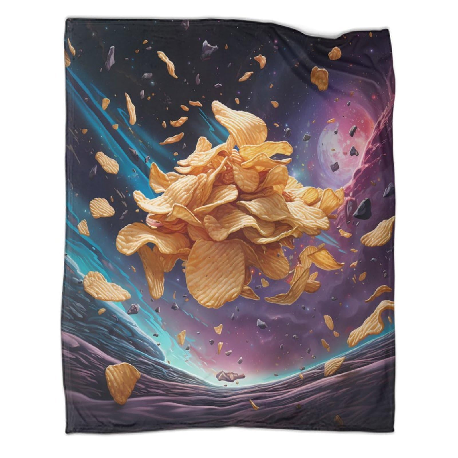 Estampado 3D Crispy-Snacks Manta de habitación Microfibra Ropa de Cama Anti-Bolitas Fantasy-Space-Arte Plaid de habitación Suave para jóvenes Solteros en casa 80×90inch(200x230cm)