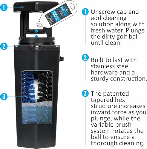 Miniatura 2 de Clean Flight Premium Golf Ball Washer - Portable Cleaner for Golf Bag or Cart - Best Golf Accessories Gifts for Men & Women