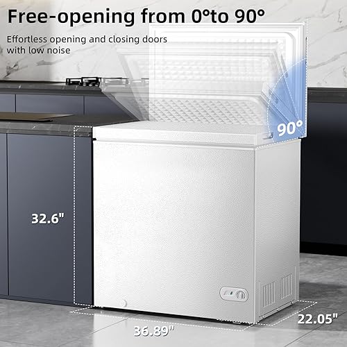 Miniatura 3 de Antarctic Star Congelador de pecho de 7.0 pies cúbicos de 6.8  a -4 con cesta extraíble, puerta abierta, congelador compacto con 7 temperaturas