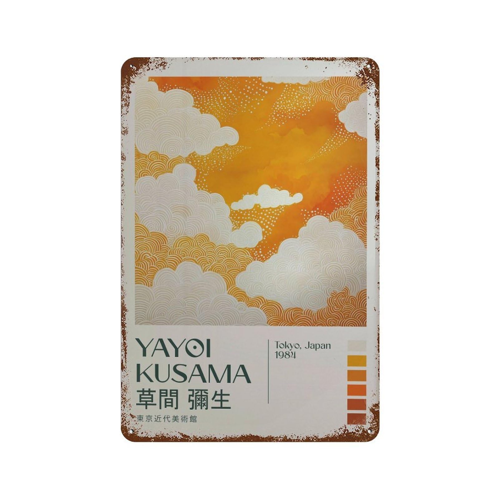 xiaoxiaoshen Yayoi Kusama Modern Livingroom. Japandi Exhibition Maximalist Wall Decor Art Metal Tin Poster Modern Home Decor Art Home Bar Shop Decorations Vintage Sign 30x20cm