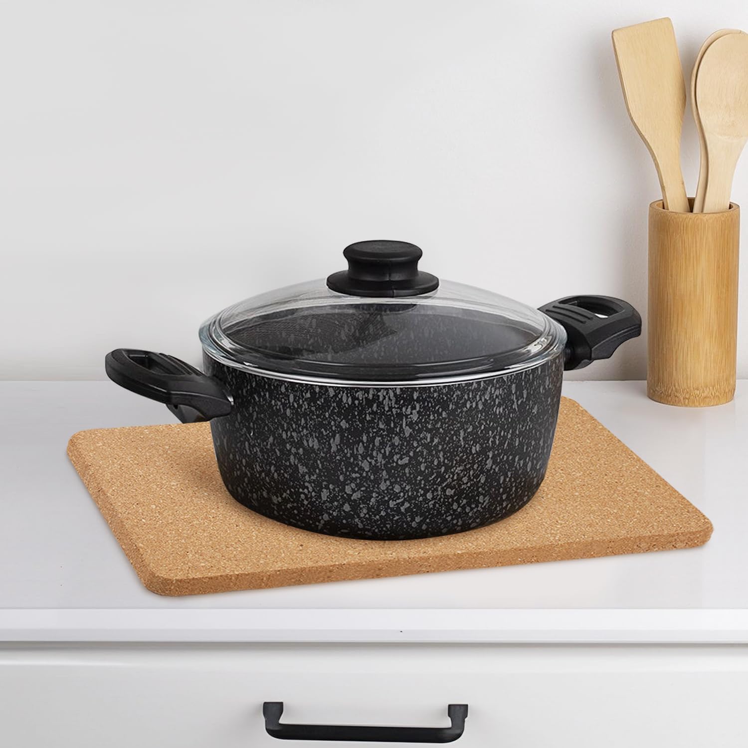 Rectangle Cork Trivets for Hot Dishes, 12" x 7" High-Density Thick Cork Hot Pads Placemats for Pots and Pans, Heat Resistant Hot Pads for Kitchen Countertop Table,2 Pcs Cork Coaster