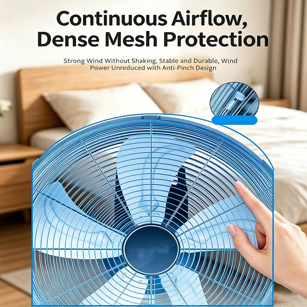 Ventilador Industrial Suelo con Estructura Metálica y 5 Aspas, Rotación de 130° para Talleres y Fábricas, Gran Flujo de Aire y Portabilidad (Negro,12 pulgadas)