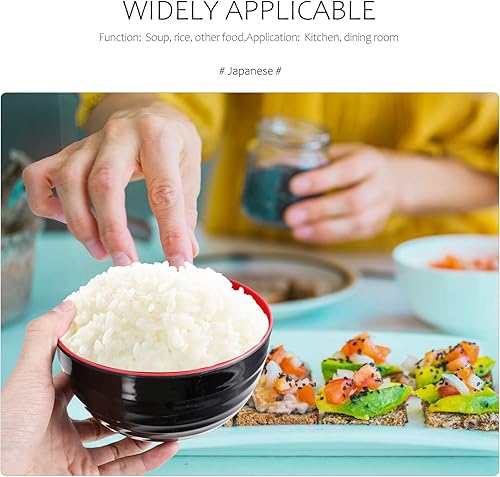 Miniatura 9 de DOITOOL 2 tazones de sopa de miso japonés con tapas, cuencos de arroz japonés tradicionales, cuencos de melamina para ramen con tapas