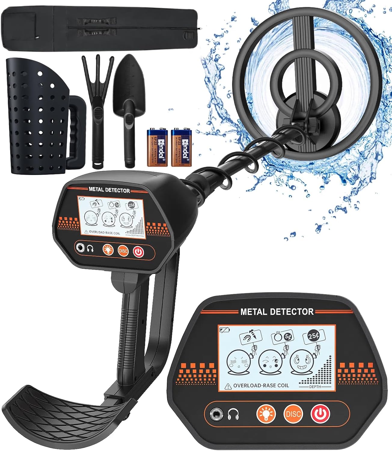 Metal Detector for Kids, 8" Waterproof Metal Detector Kit with Sand Sifter Scoop, Lightweight Gold Detector with DISC Modes & Adjustable Stem for Beach & Backyard Treasure Hunting, MD-4070