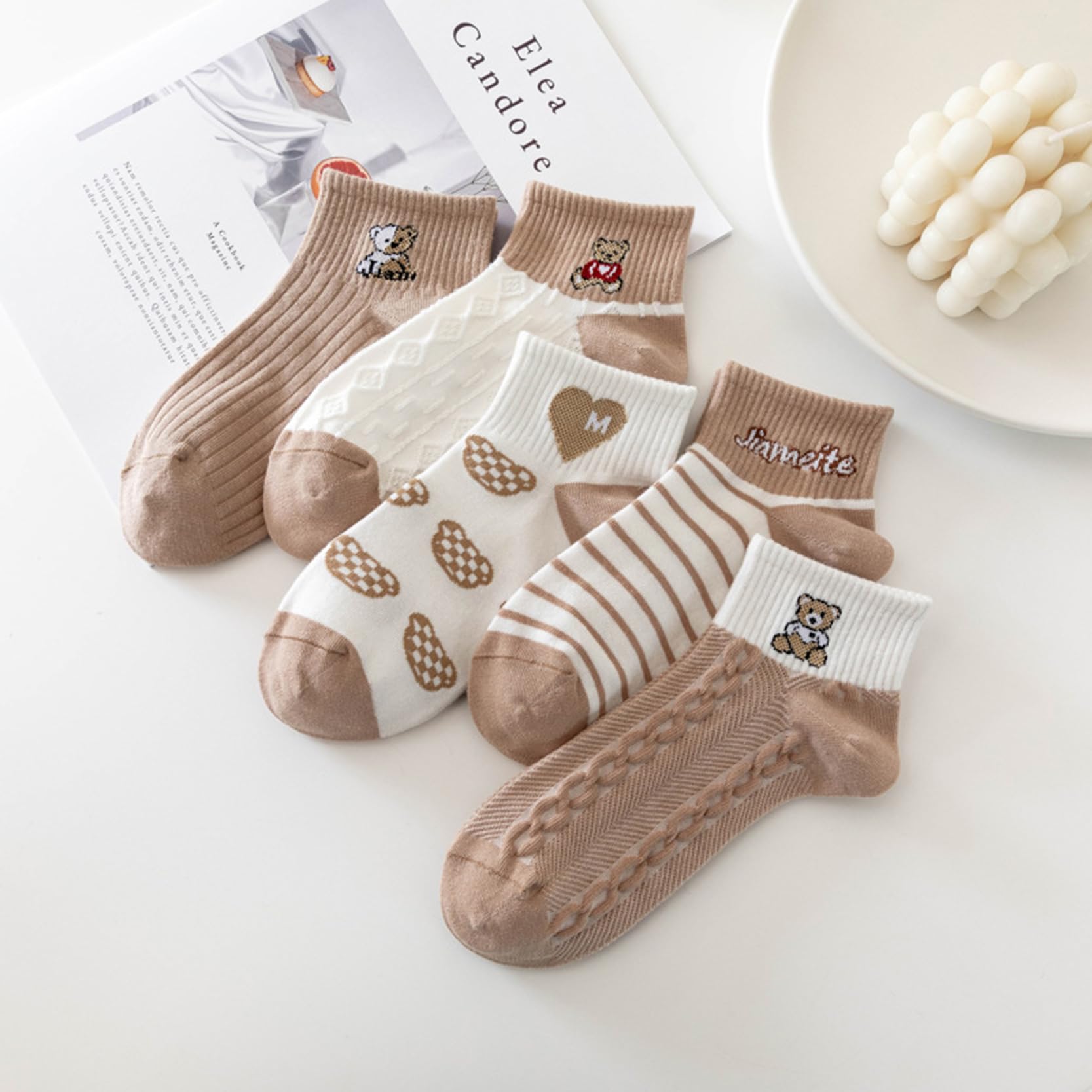 SoxLife Women’s Ankle Length Breathable & Odor-Free Socks (IN, Alpha, Free Size, Brown Bear) - Image 5 thumbnail