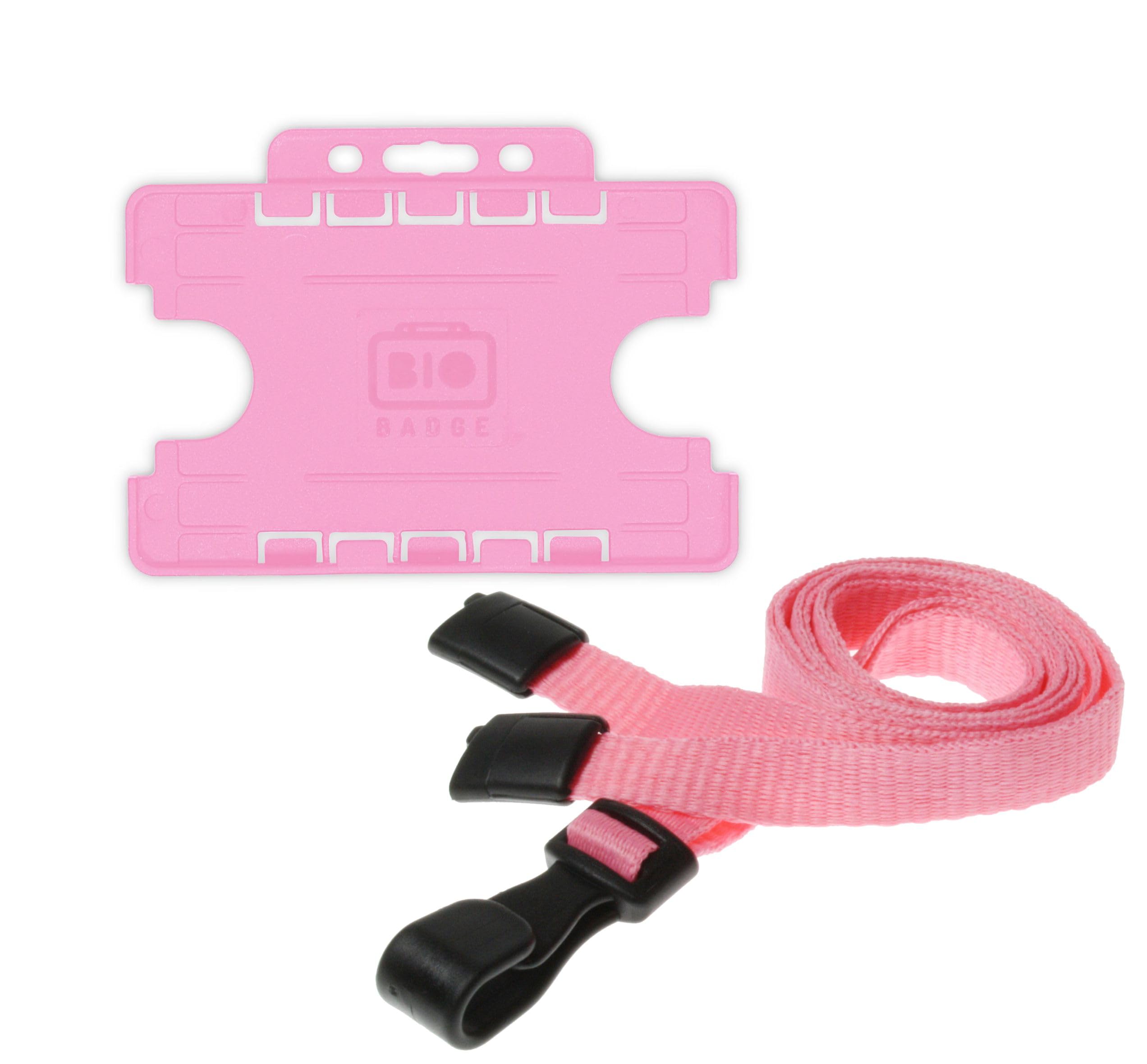 Customcard ltd® Pack of 50 Pink Neck Strap Lanyard & Pink ID Card Holder