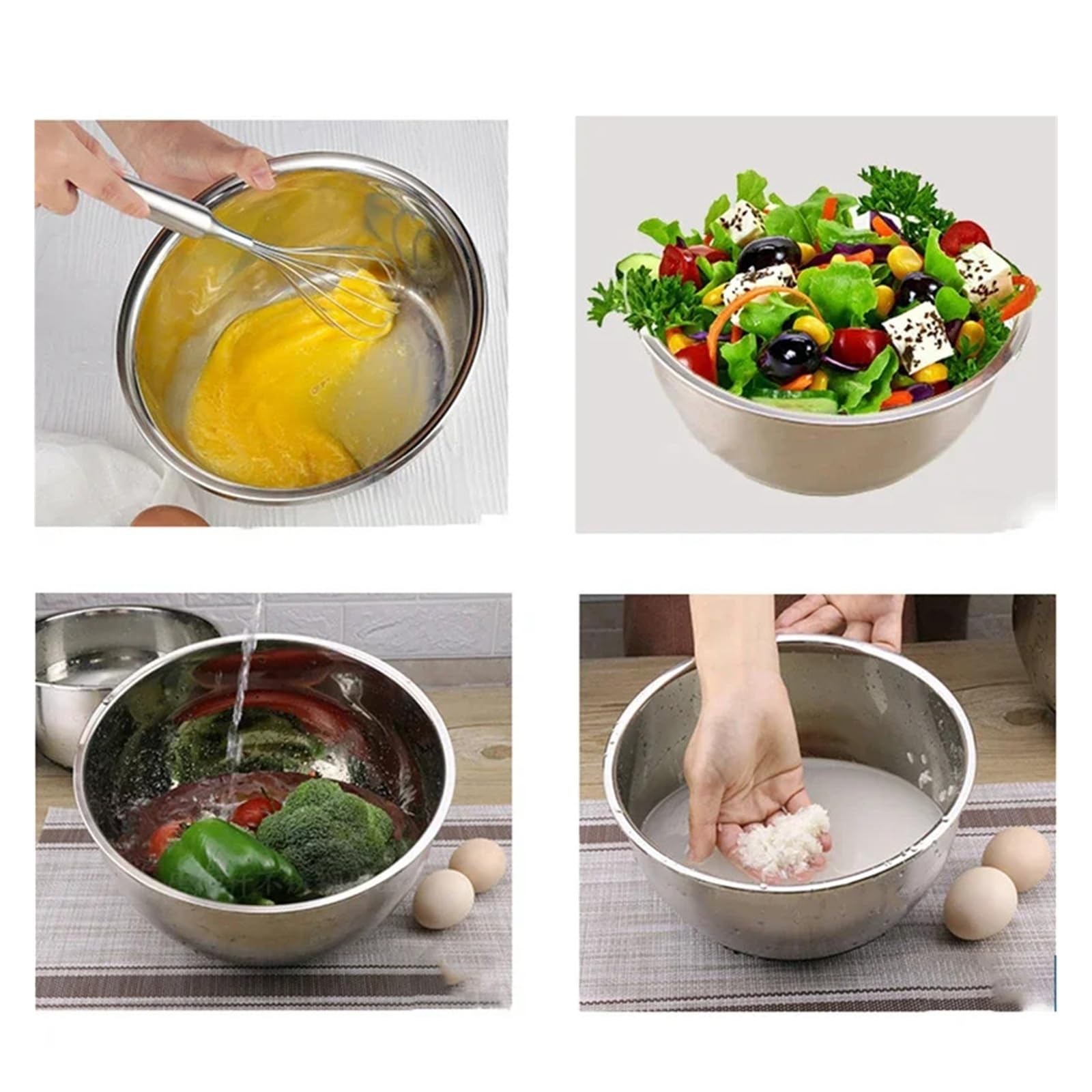 Tazón Para Mezclar Juego de tazones for mezclar acero inoxidable | 7 juegos de ensalada de frutas for cocinar 18 20 22 24 26 28 30 cm(Mix2)