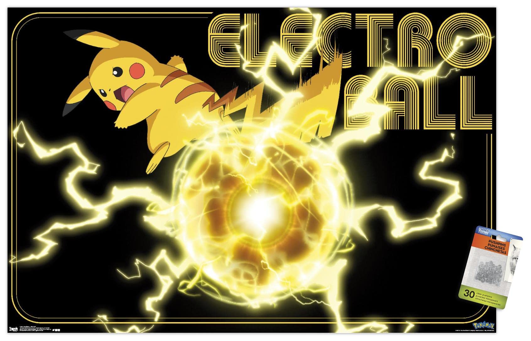 Amazon.co.jp: ポケモン ピカチュウ壁ポスター プッシュピン付き