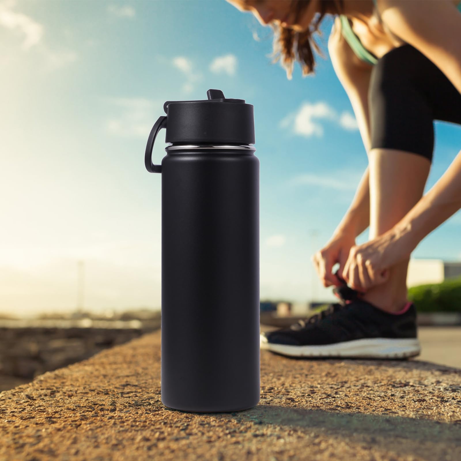 Volhoply Borraccia termica in acciaio inox da 590 ml, per bambini, con coperchio con cannuccia, confezione da 4 pezzi, thermos sottovuoto a doppia parete con manico, bottiglie in metallo