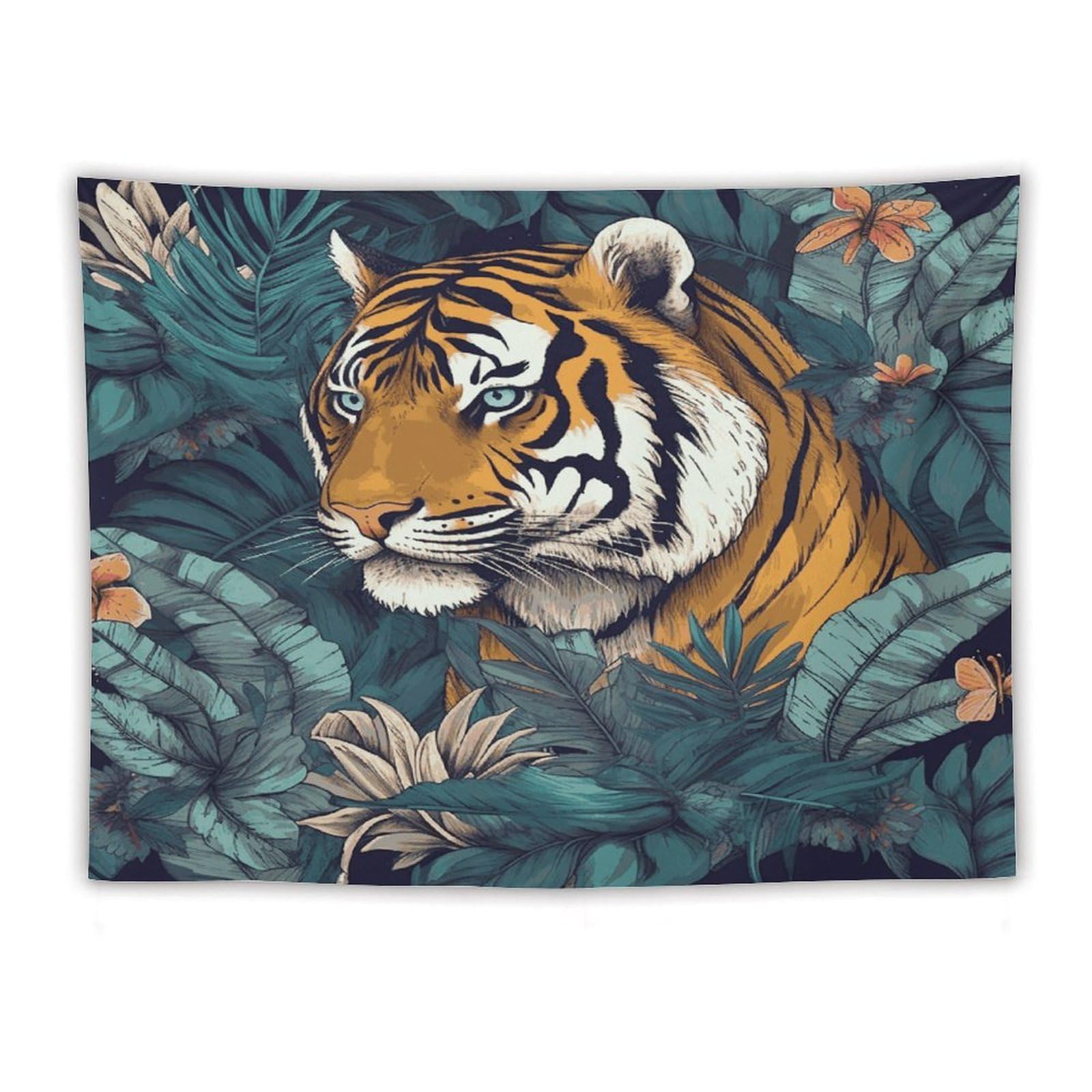 LDGSUPH Tropical Tiger Tapestry Wall Hanging Decor Anti-fading Aesthetic Wall Tapestries Fashion Wall Blanket Decor Modern Wall Art Tapestry for Bedroom Home Decor 60"x80"