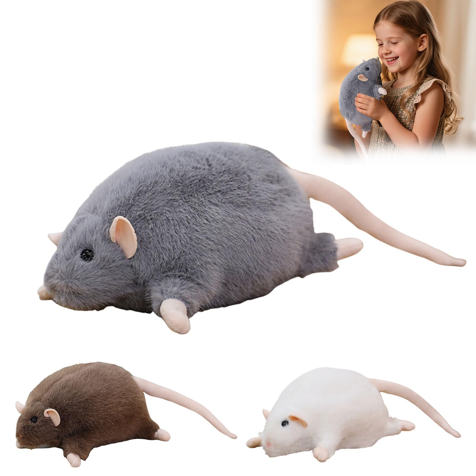 Chonky Rat Plushie,35 inch Soft Stuffed Fat Rat Toy, Fat Rat Stuffed Animal Plush Giant,Cute Realistic Mouse Round Plush for Cuddling Bed Sofa Home Room Decor