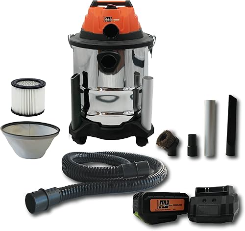 Pellethead Vault Pro - Aspiradora inalámbrica para cenizas, recargable de 20 V, filtros HEPA duales, manguera de 7 pies, herramientas de cepillo y