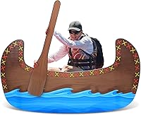 Beeveer 5ft Canoe Cardboard Cutout Stand-Up Set with 2 Oars - Nautical Beach Party Photo Prop for VBS Camping Events