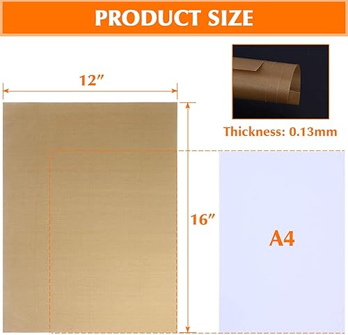 Vista 16 de Selizo Paquete de 10 hojas de teflón para transferencia de prensa de calor, antiadherentes, papel de transferencia de prensa de calor, 12 x 16
