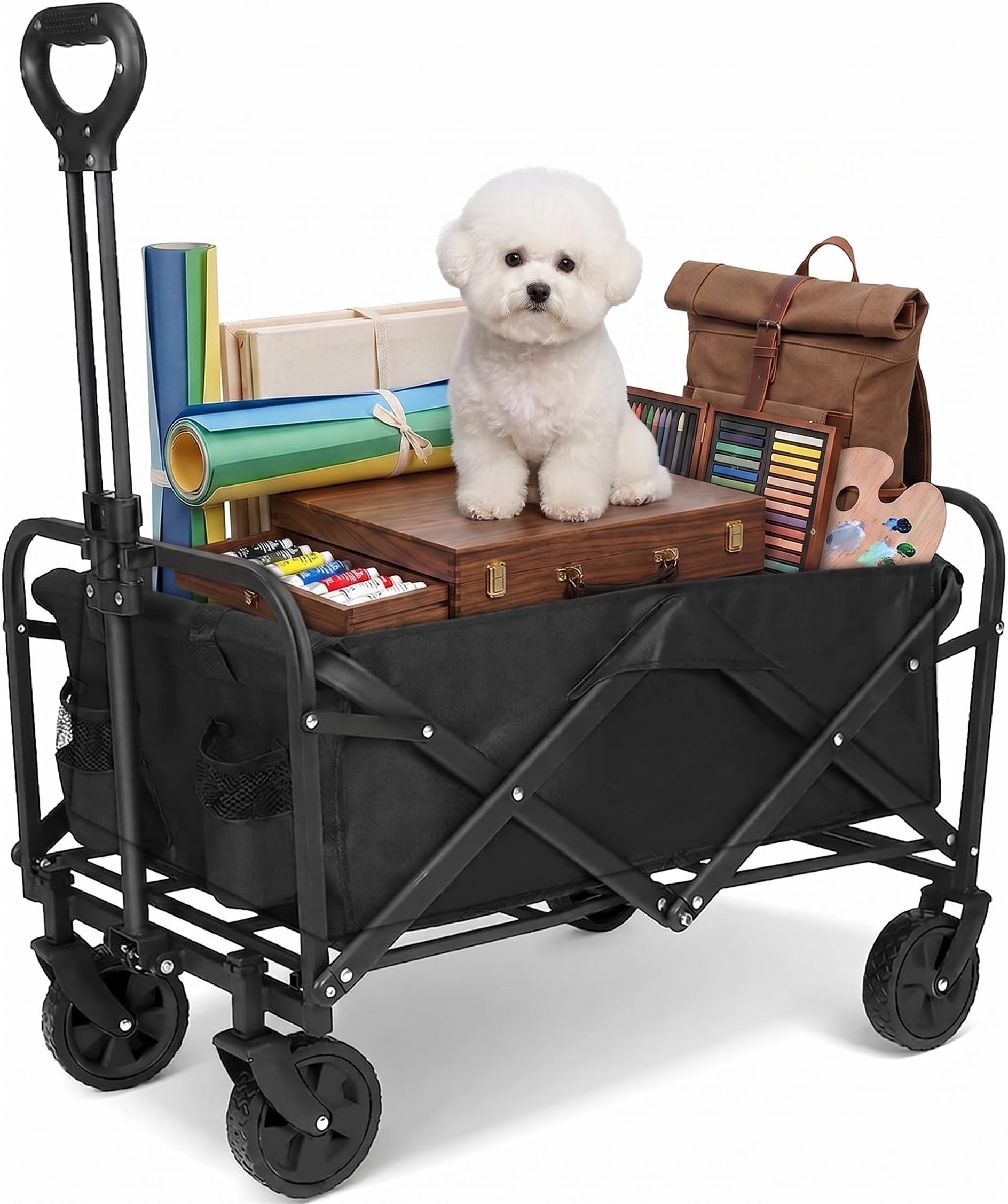 Folding Wagon Oxford Cloth Metal 150kg Collapsible Cart For Camping