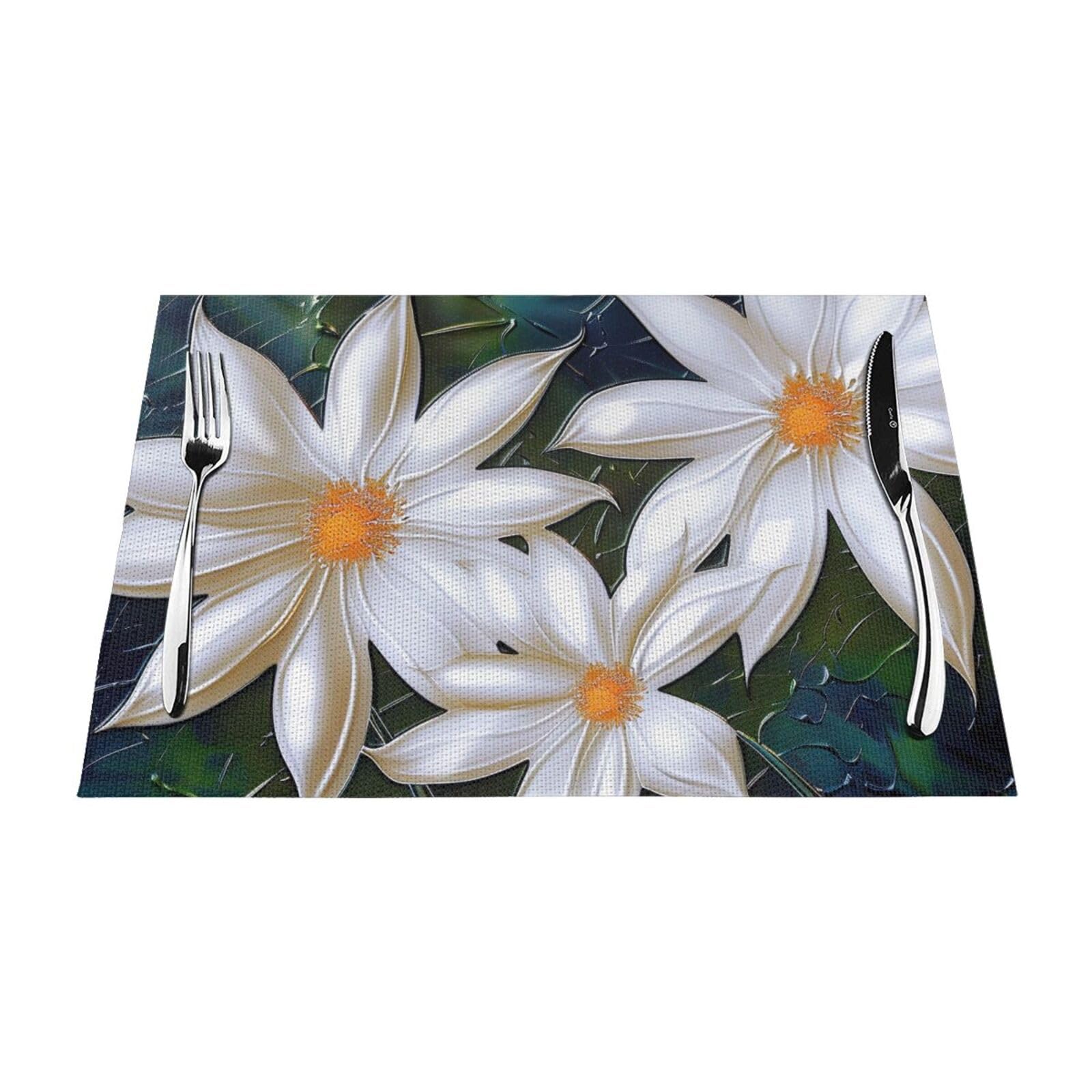 Set de table motif floral artistique pour sublimer vos dîners sur une table antidérapante