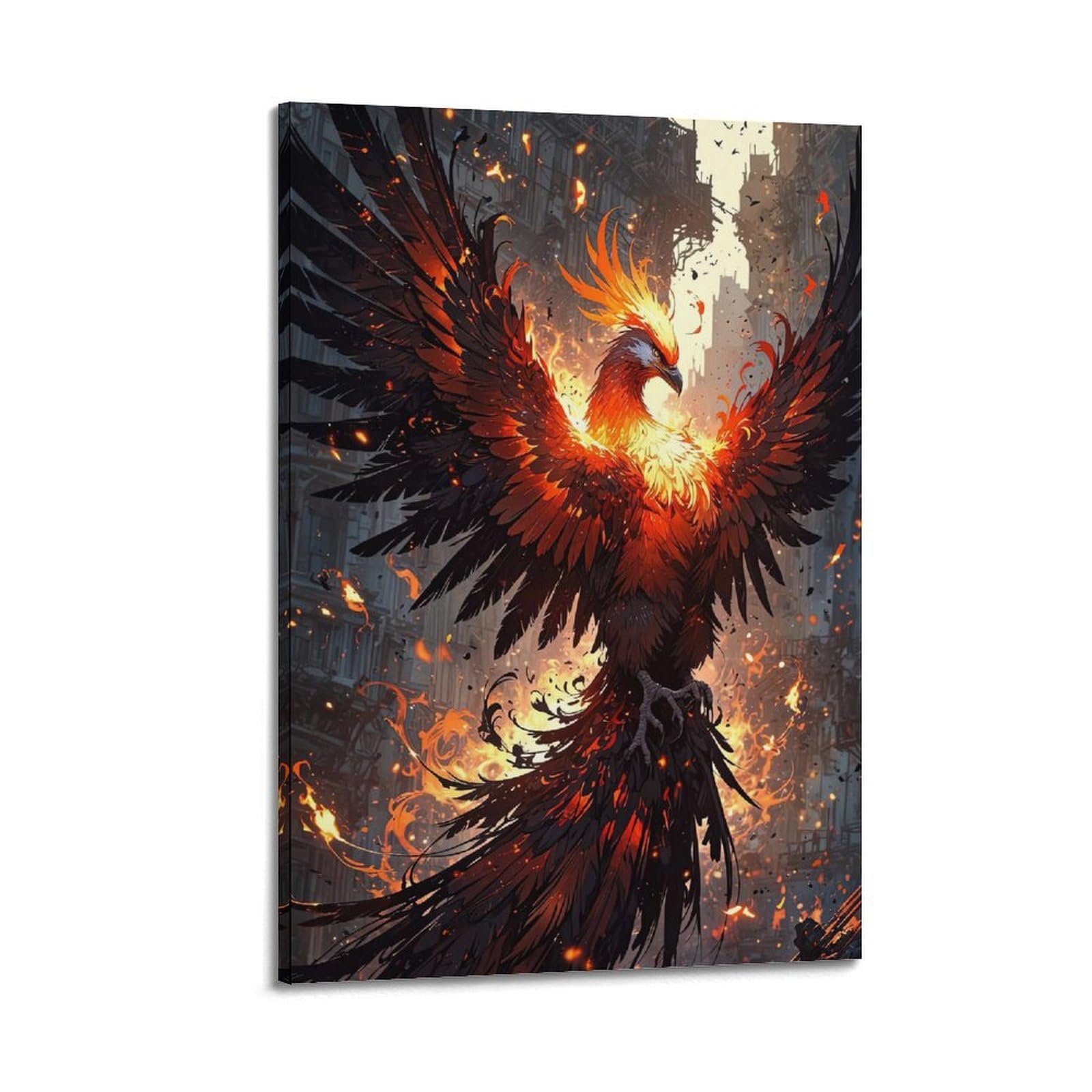 DLJGDS Mythical Phoenix with Fiery Wings Spreads Majestically Decorative Painting Canvas Wall Posters And Modern Family Bedroom Decor 24x36inch(60x90cm)