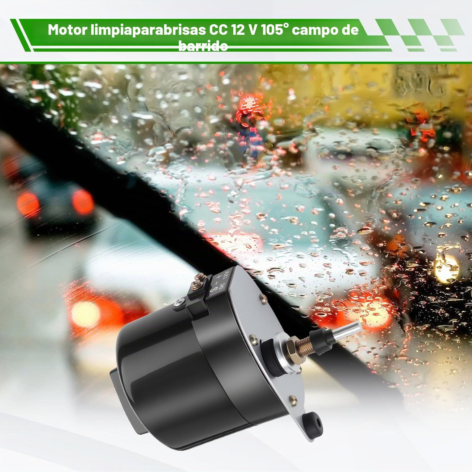 KAOLALI Motor de limpiaparabrisas 12V universal 105° Motor de limpiaparabrisas con brazo de limpiaparabrisas para tractores, autocaravanas, caravanas, barcos de pesca, tractores