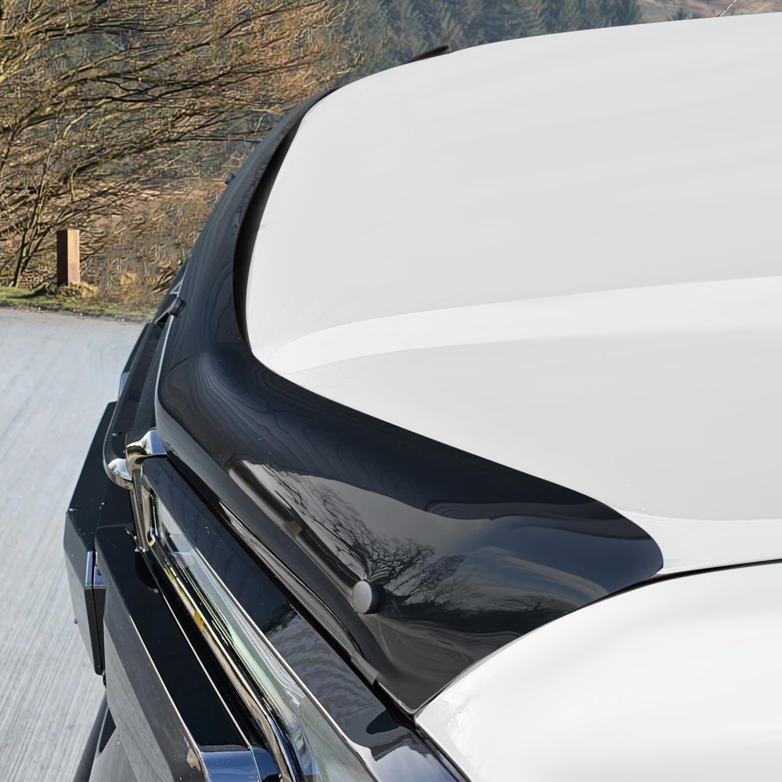 Motorhauben-Deflektor Insektenschutz für 2023–2026 T9 Ford Ranger Wildtrak, Raptor, XL, XLT, Limited, Tremor, Wildtrak X, Platinum, PMMA Acryl, UV-beständig, wetterfest, glänzend schwarz