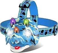 Vista 1 de Triceratops LED Headlamp Dinosaur Headlamp for Kids Camping Gear Essentials Outdoor Toy Head Lamp Flashlight for Boys Girls or Adults Ideal Gift for
