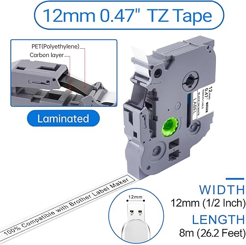 Miniatura 3 de Lonitul Cinta de etiquetas flexible 2P compatible con Brother P Touch TZe-FX231, cinta de 0.472 in 0.47 laminada blanca, etiqueta de cable de