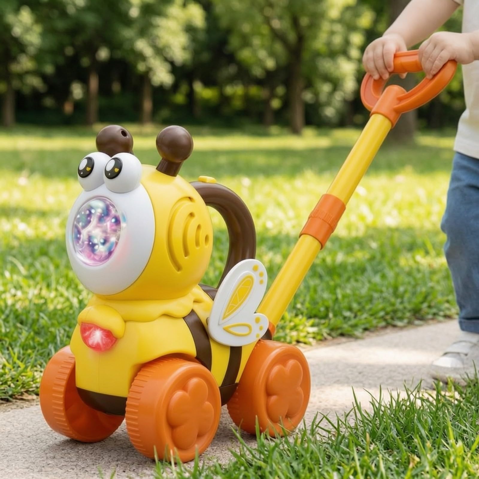 Giocattolo a Bolle Elettrico a Forma di Ape Automatico Macchinina a Spinta con Bolle di Schiuma Portatile per