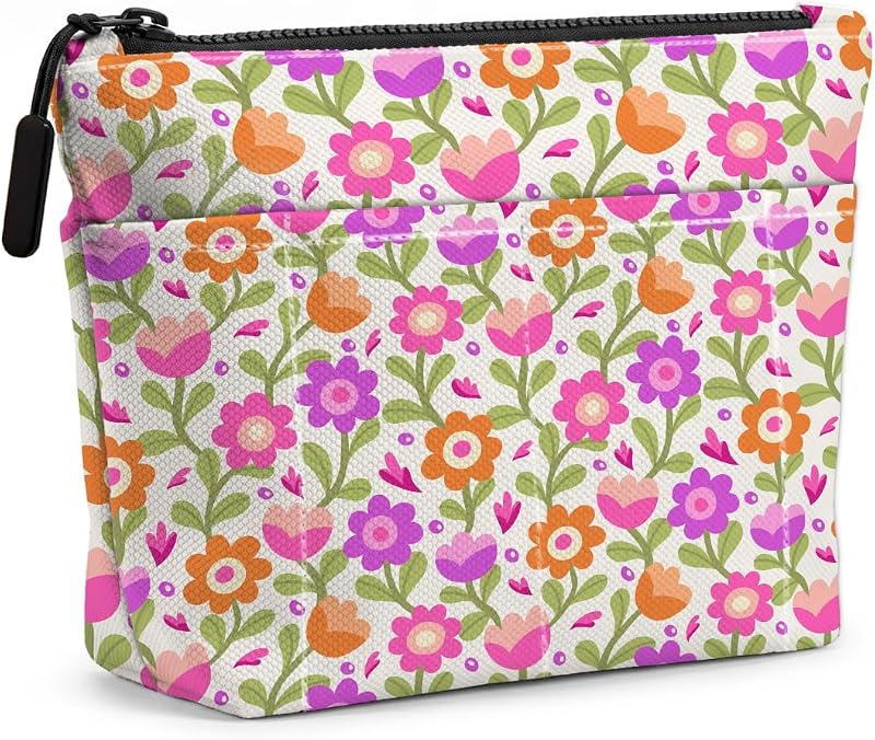 Necessaire Floral jealance com Bolsos Externos e 8 Compartimentos